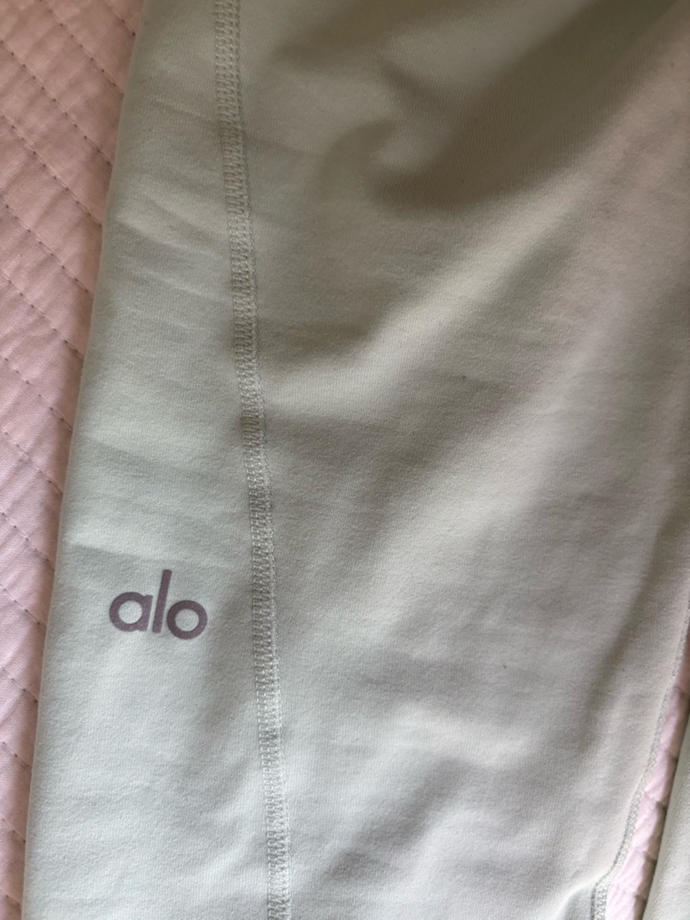 ALO Yoga Mint Green Leggings with White Waistband - Picture 6 of 6
